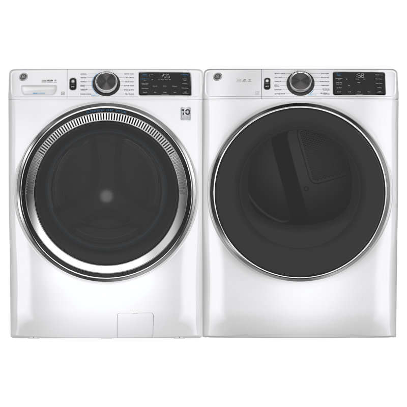 GE Appliances Smart 4.8 cu. ft. Front Load Washer and 7.8 cu. ft